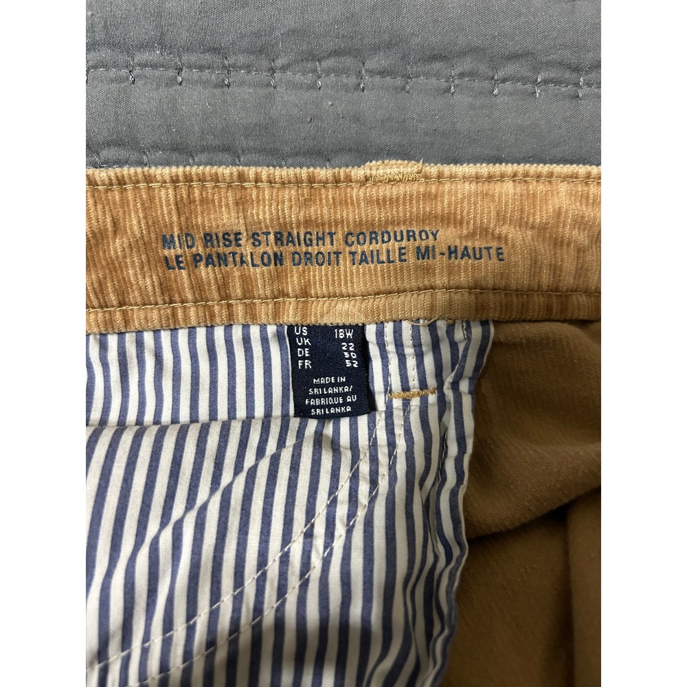 Lands' End Women's 18W Tan Corduroy Pants Mid Rise Straight Leg Stretch Soft